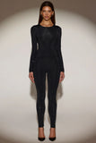 Embellished Jersey High Waisted Leggings in Black