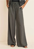 Linen Wide Leg Pant Olive