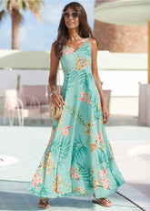 Tie Back Maxi Dress Green Multi