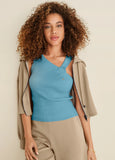 Twist Detail Sweater Tank Blue