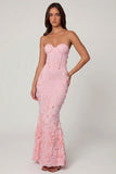 Lace Up Corset Maxi Dress in Soft Pink