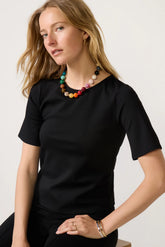 Ponte Knit Short Sleeve Extended Top