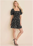 Cotton Voile Mini Dress Tossed Wildflowers