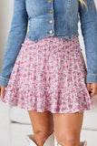Through The Garden Pink Floral Mesh Skort