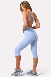 Soft Active Capri Jumpsuit in Sky