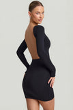 Modal Open Back Bodycon Mini Dress in Black