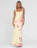 NYOMI MAXI DRESS YELLOW MACRO FLORAL YELLOW HIBISCUS