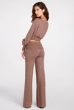 Modal Low Rise Straight Leg Trousers in Mocha