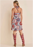 Linen Halter Dress Heritage Bandana Medley