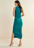 Ribbed Bodycon Midi Dress Teal