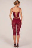 Laced Capri Trousers in Cherry Red
