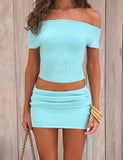 JASMINA KNIT MINI SKIRT BLUE