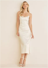 Cowl Neck Slip Dress Off White