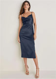 Cowl Neck Slip Dress Navy