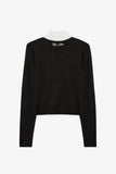 Knit Long Sleeve Fitted Top in Black