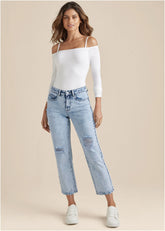 Stove Pipe Distressed Jeans Acid Wash