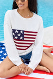 Home Of The Free Ivory Textured Flag Sweater