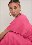 Flutter Sleeve Maxi Dress Hot Pink