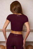 Soft Active Sweetheart Neck Crop Top in Burgundy