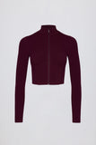Soft Active Zip Up Cropped Jacket in Burgundy
