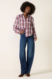 Plaid Ruffle Button Down