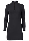 Ponte Zip Front Mini Dress Jet Black