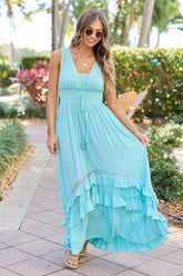 Lucky To Have You Light Blue Sleeveless Maxi Dress SALE
