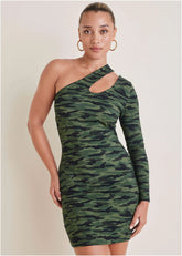 One Shoulder Cutout Mini Dress Rebel Camo
