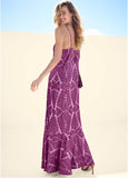 Tassel Tie Back Maxi Dress Purple Multi