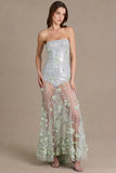 Embellished Tulle Corset Gown in Sage Green