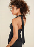 Halter Wrap Dress Jet Black