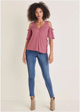 Cold Shoulder Wrap Blouse Heather Rose