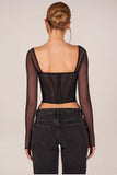 Corset Long Sleeve Top in Black
