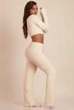 Fluffy Knit Wide Leg Trousers in Ivory
