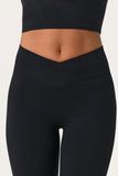 Soft Active V Waist Flared Leggings in Black