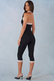 Modal Lace Trim Capri Jumpsuit in Black