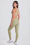 Foldover Mid Rise Stirrup Leggings in Matcha