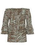 Off The Shoulder Top Brown Multi