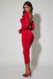 Layered Bra Detail Ruched Midaxi Dress in Red