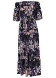 Off The Shoulder Maxi Dress Purple Multi