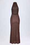 Backless Halterneck Maxi Dress in Bronze