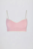 Soft Active Sweetheart Neck Contrast Sports Bra in Powder Pink