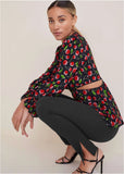 Cut Out Waist Blouse Very Cherry