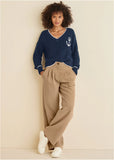 Anchor V Neck Sweater Navy White