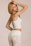 Lace Soft Scoop Boned Corset Top in Pearl