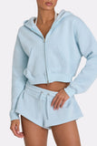 Oversized Zip Up Hoodie in Powder Blue