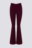 Soft Active V Waist Pocket Flared Leggings in Burgundy