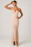 Embellished Sweetheart Neck Fishtail Gown in Dusty Rose