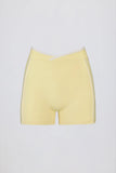 Soft Active Wrapover Contrast Mini Shorts in Soft Yellow