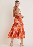 Tiered Maxi Dress Parrot Palm